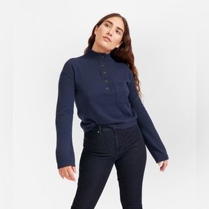 Everlane - The Recashmere Button Mock Neck Sweater (heathered ink)